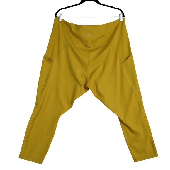 Athleta Womens Ultimate Stash Pocket 7/8 Tight Plus Size 3X Mustard Yellow Gym - Picture 4 of 11